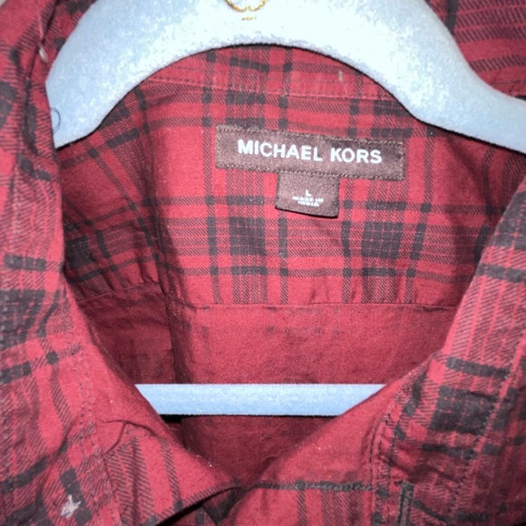 Michael Kors red and black plaid button down - Picture 2 of 5